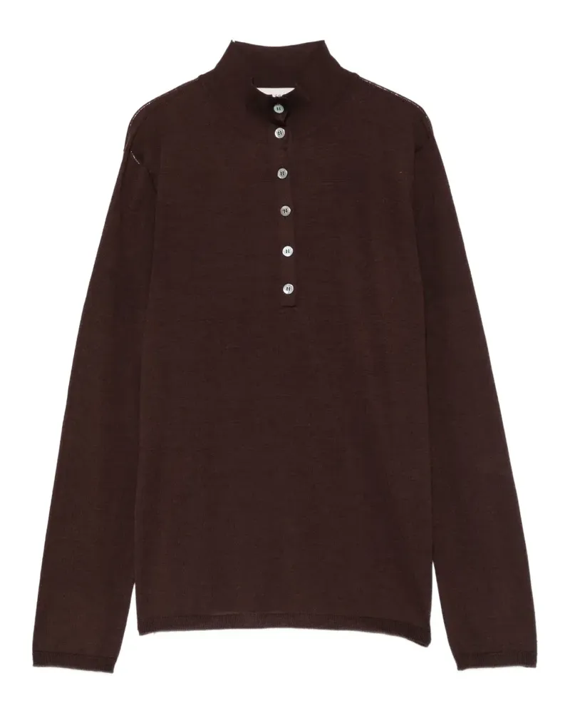 Liviana Conti Geknöpfter Pullover mit Stehkragen - Braun Braun