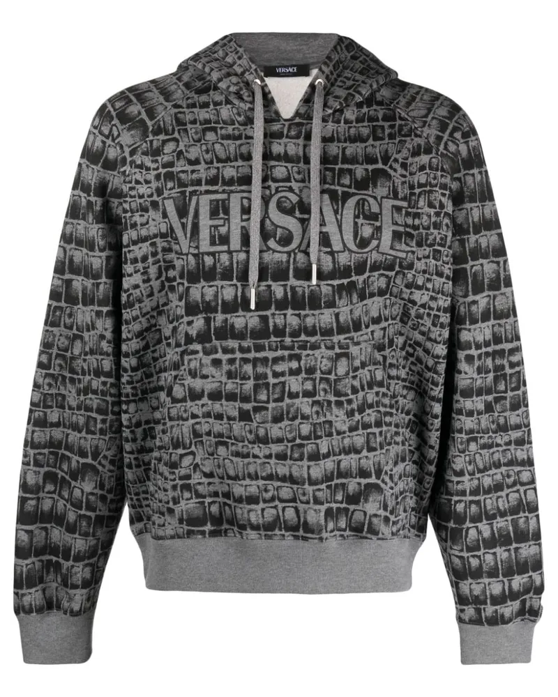 Versace Hoodie mit Coccodrillo-Print Grau