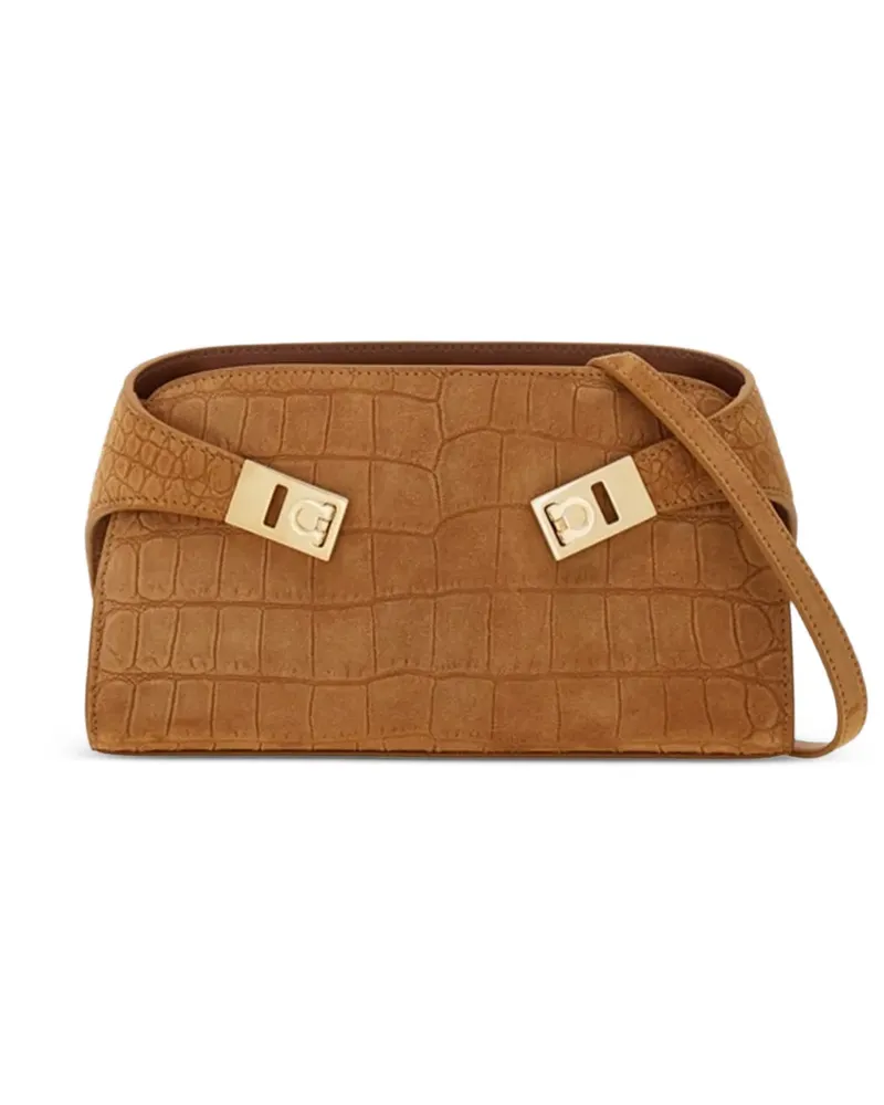 Ferragamo Mini Hug Schultertasche mit Logo - Braun Braun