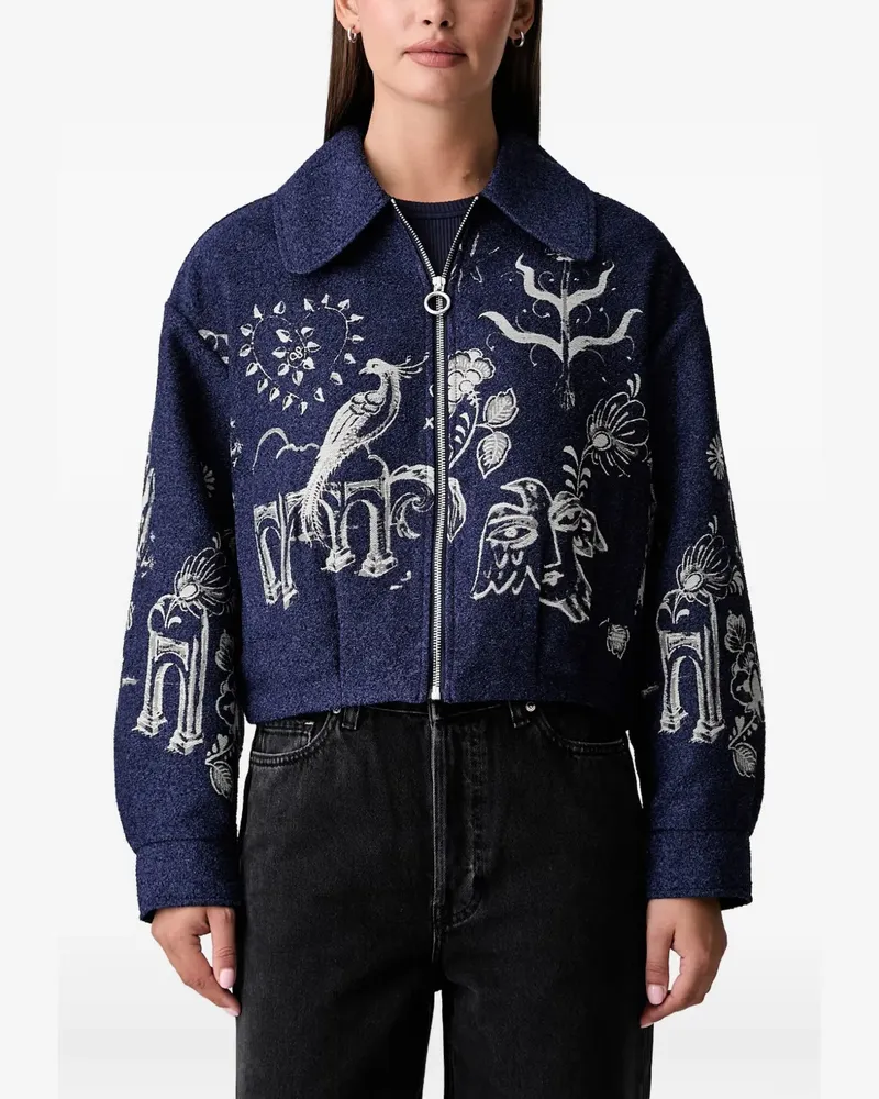 Scotch&Soda x Royal Delft graphic-jacquard zip-up jacket - Blau Blau