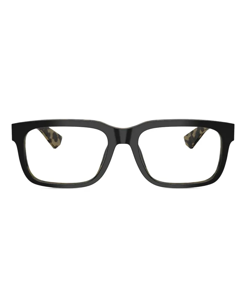 Dolce & Gabbana Eckige Brille mit Leoparden-Print - Schwarz Schwarz