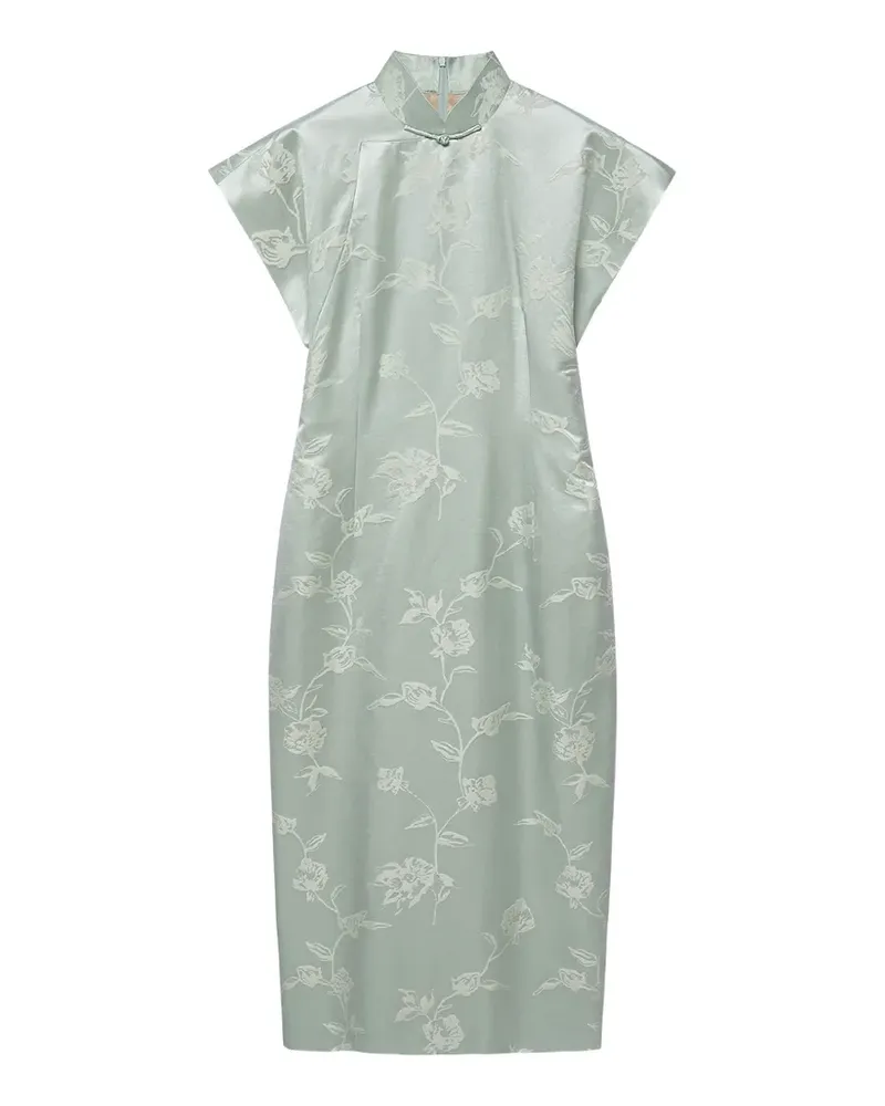 Shanghai Tang Qipao floral-jacquard midi dress - Grün Grün