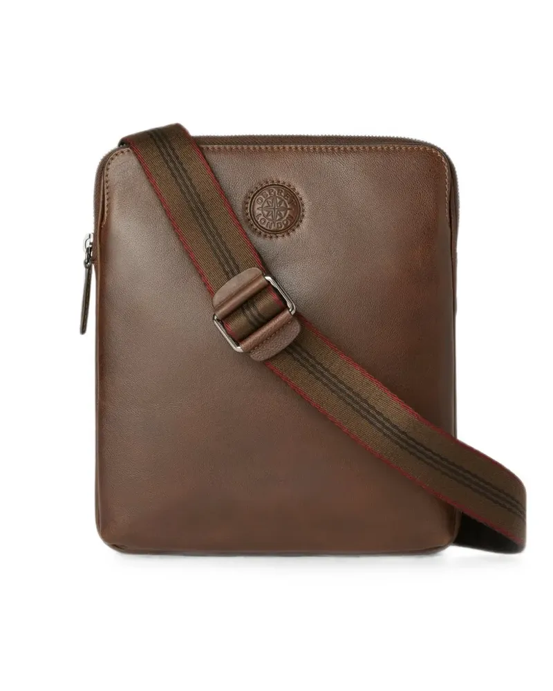 Osprey small Compass logo-embossed leather messenger bag - Braun Braun