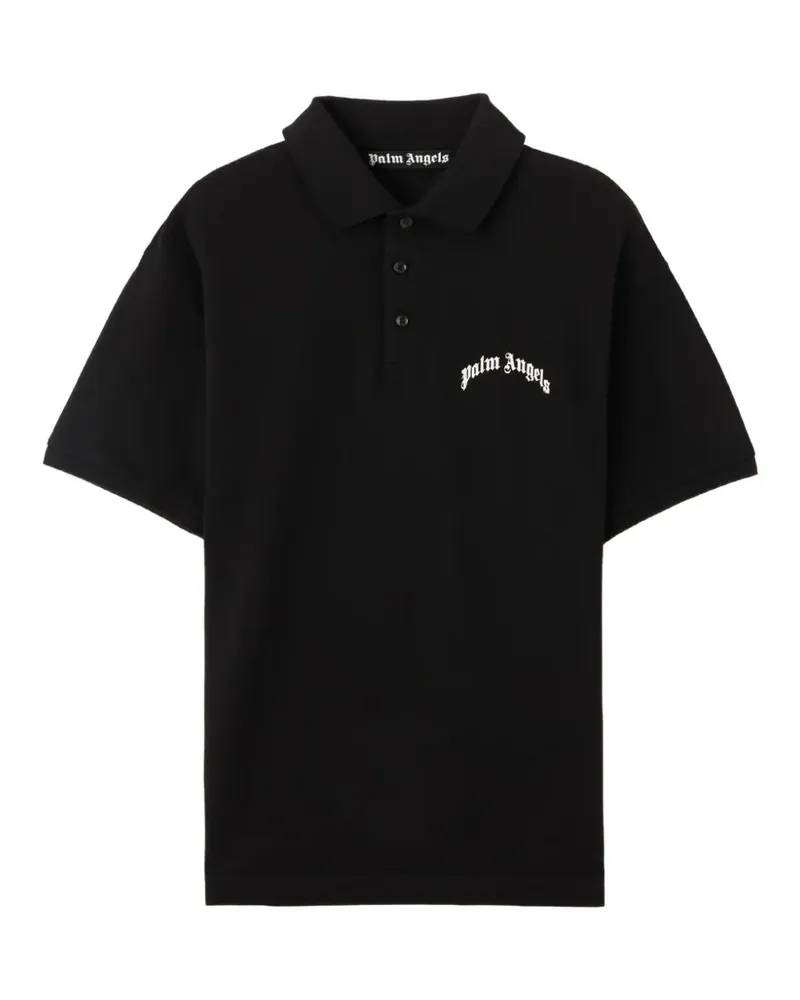 Palm Angels curved logo polo shirt - Schwarz Schwarz