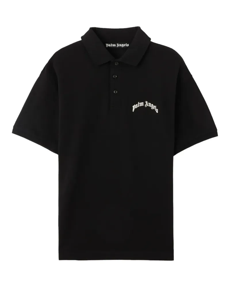 Palm Angels Poloshirt mit Logo-Print - Schwarz Schwarz