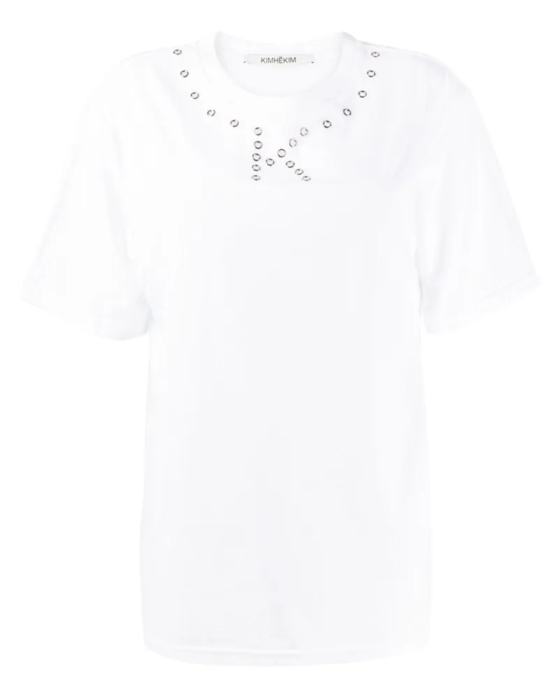 KIMHEKIM T-Shirt mit Löchern Weiß