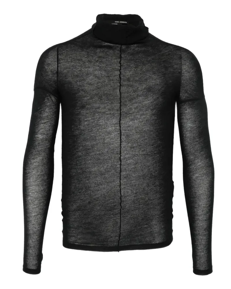 Isabel Benenato Klassisches Langarmshirt - Schwarz Schwarz