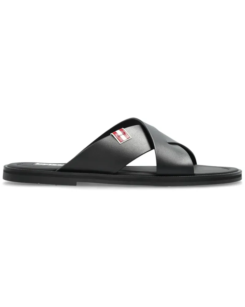 Bally Pantoletten mit Logo-Patch - Schwarz Schwarz