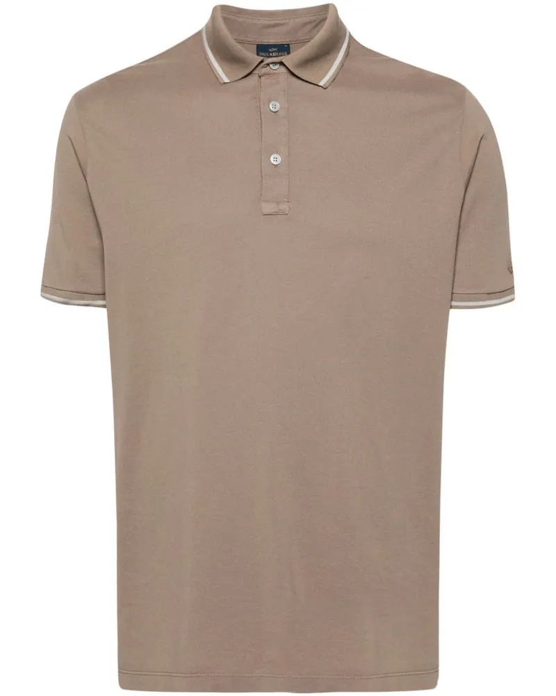 Paul & Shark Poloshirt mit gestreiftem Rand - Braun Braun