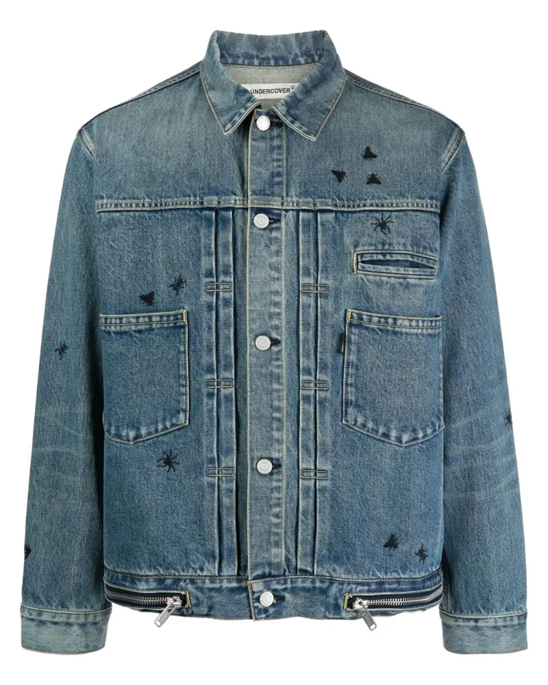 Undercover Jeansjacke mit Bienenstickerei - Blau Blau