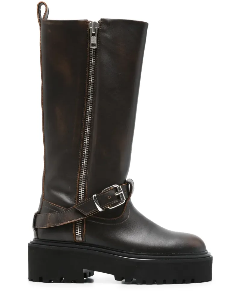 Maje Stiefel mit Schnallenriemen - Braun Braun