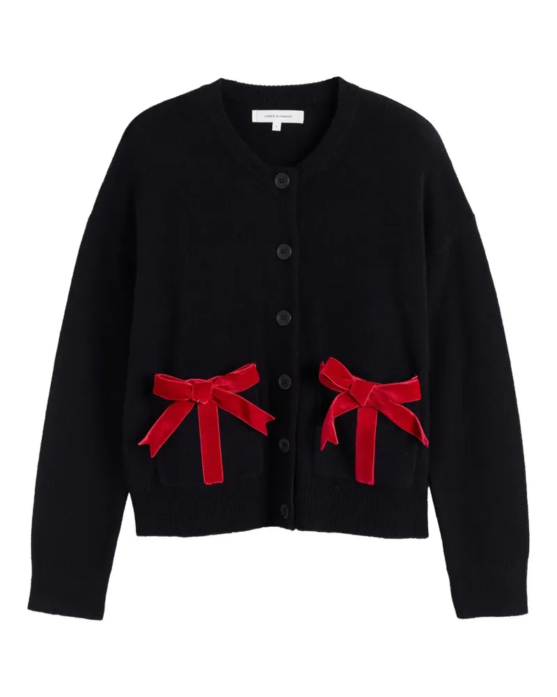 Chinti & Parker Cardigan mit Samtschleife - Schwarz Schwarz