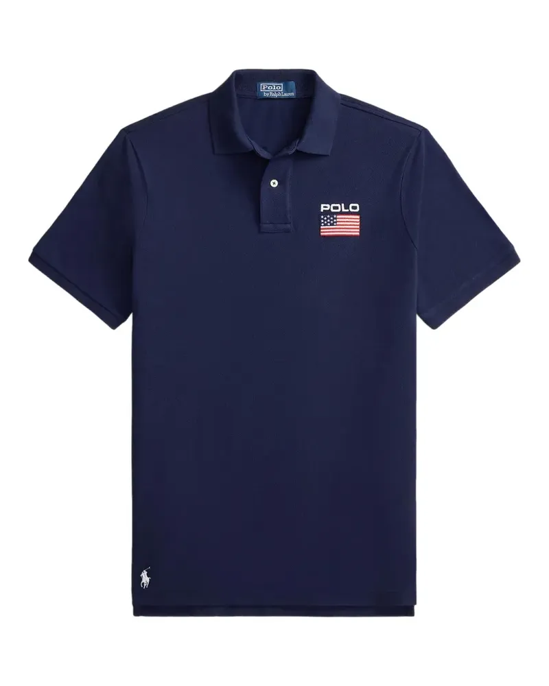 Ralph Lauren flag-patch piqué polo shirt - Blau Blau