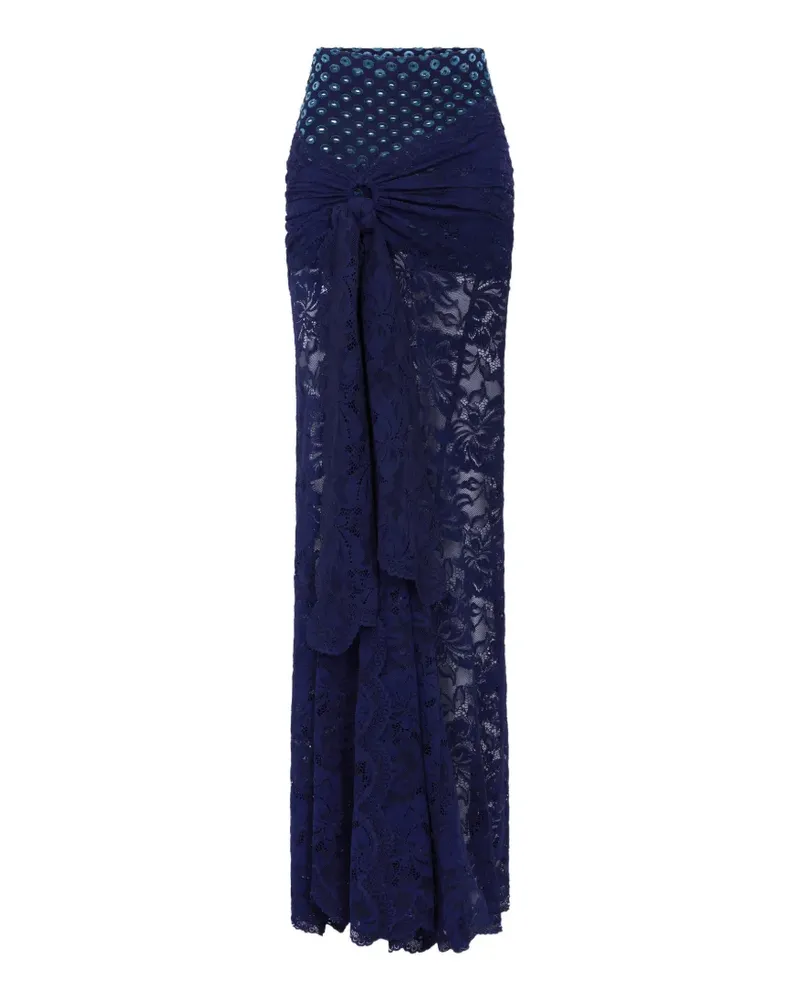 Paco Rabanne trompe-l'œil-effect lace maxi skirt - Blau Blau