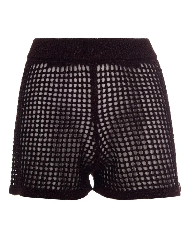 MC2 Saint Barth lurex-detail open-knit shorts - Schwarz Schwarz