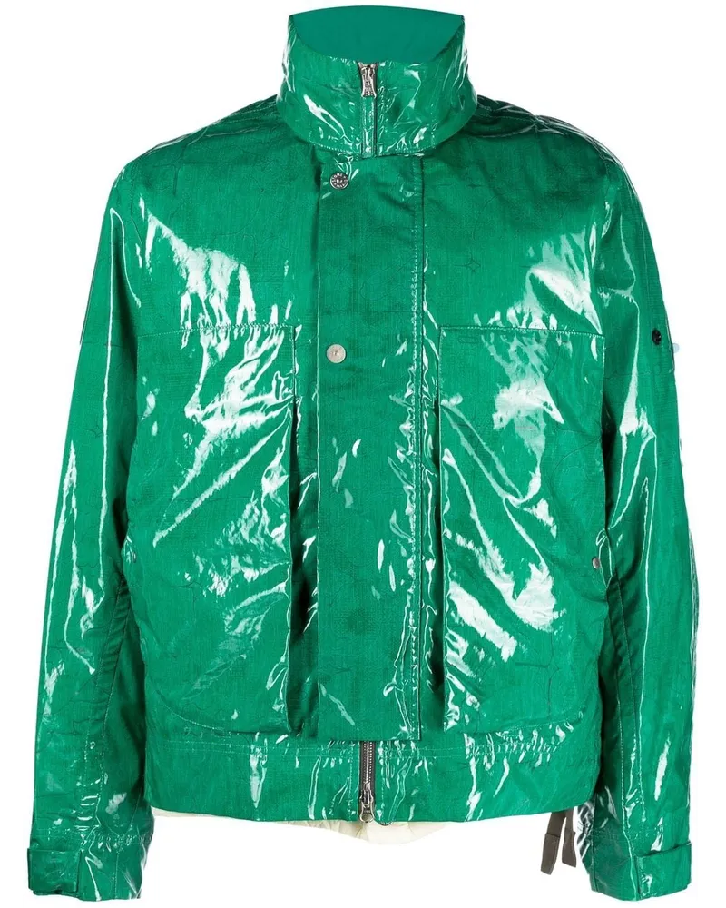 Stone Island Beschichtete Daunen-Bikerjacke - Grün Grün