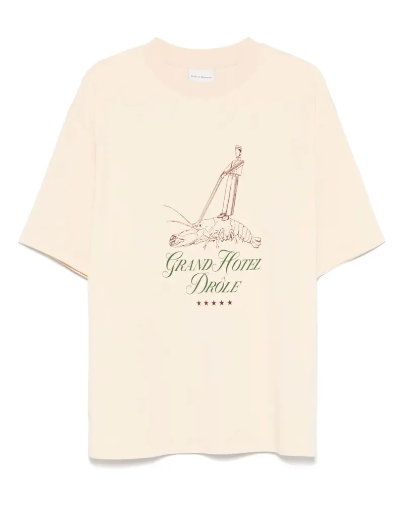 Drôle de Monsieur T-Shirt mit grafischem Print - Nude Nude