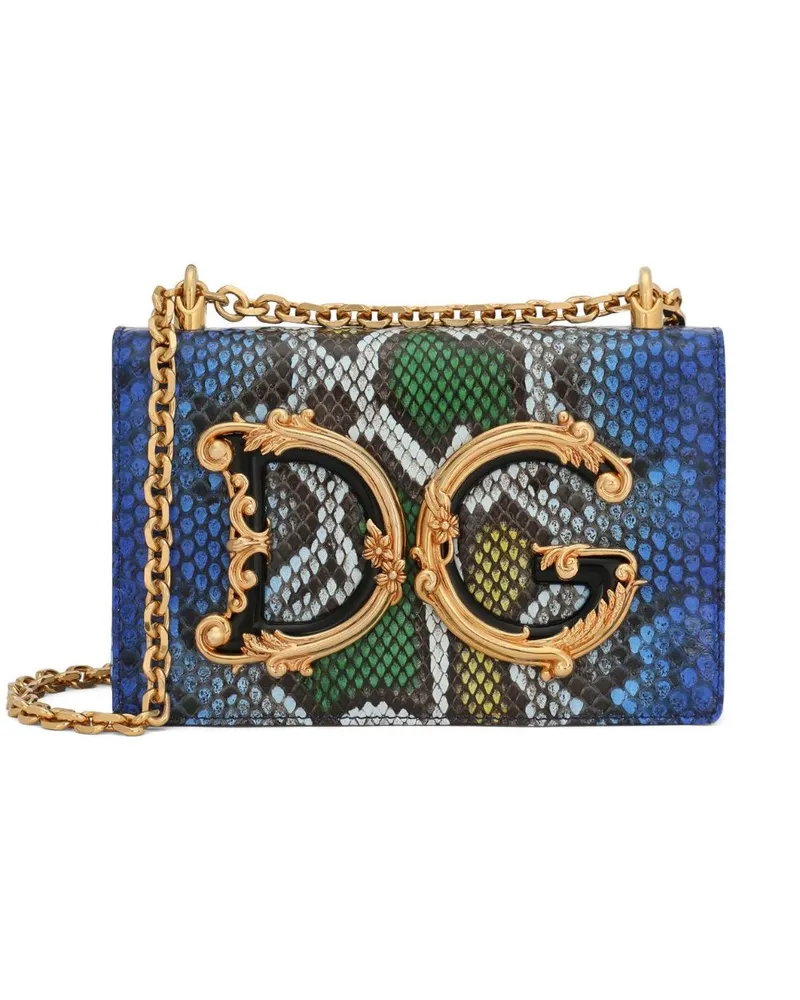 Dolce & Gabbana Umhängetasche mit Schlangenleder-Effekt - Blau Blau