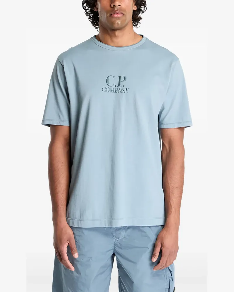 C.P. Company Tracing Piquet T-Shirt mit Stickerei - Blau Blau