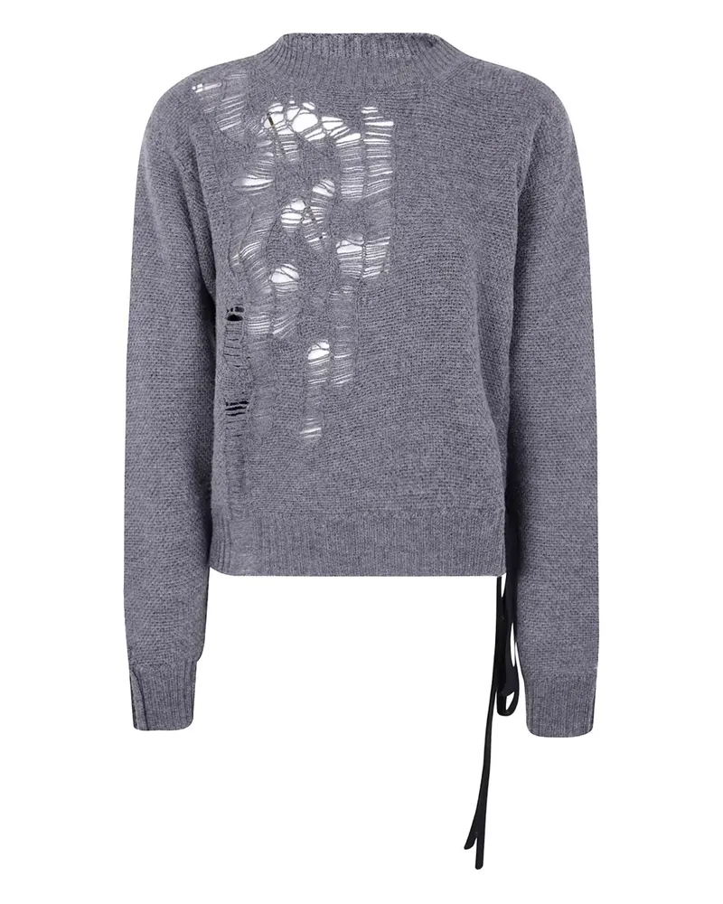 Ann Demeulemeester Pullover im Distressed-Look mit Schnürung - Grau Grau