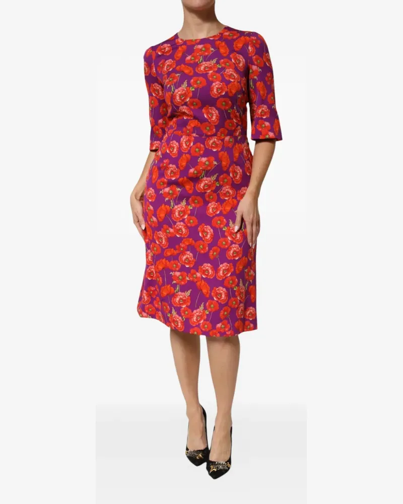 Dolce & Gabbana Seidenkleid mit Blumenprint - Violett Violett