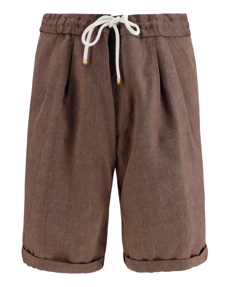 Brunello Cucinelli Bundfaltenshorts mit Zickzackmuster - Braun Braun