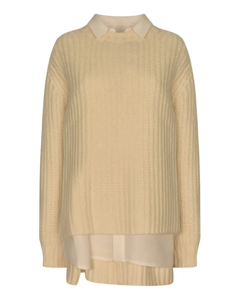 Sacai collared knitted dress - Nude Nude