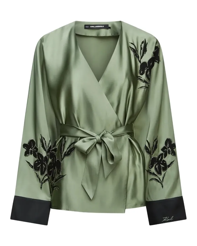 Karl Lagerfeld Bluse mit Blumenstickerei - Grün Grün