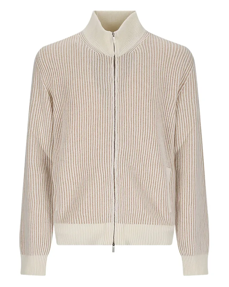 LARDINI Gestreifter Cardigan mit Reißverschluss - Nude Nude