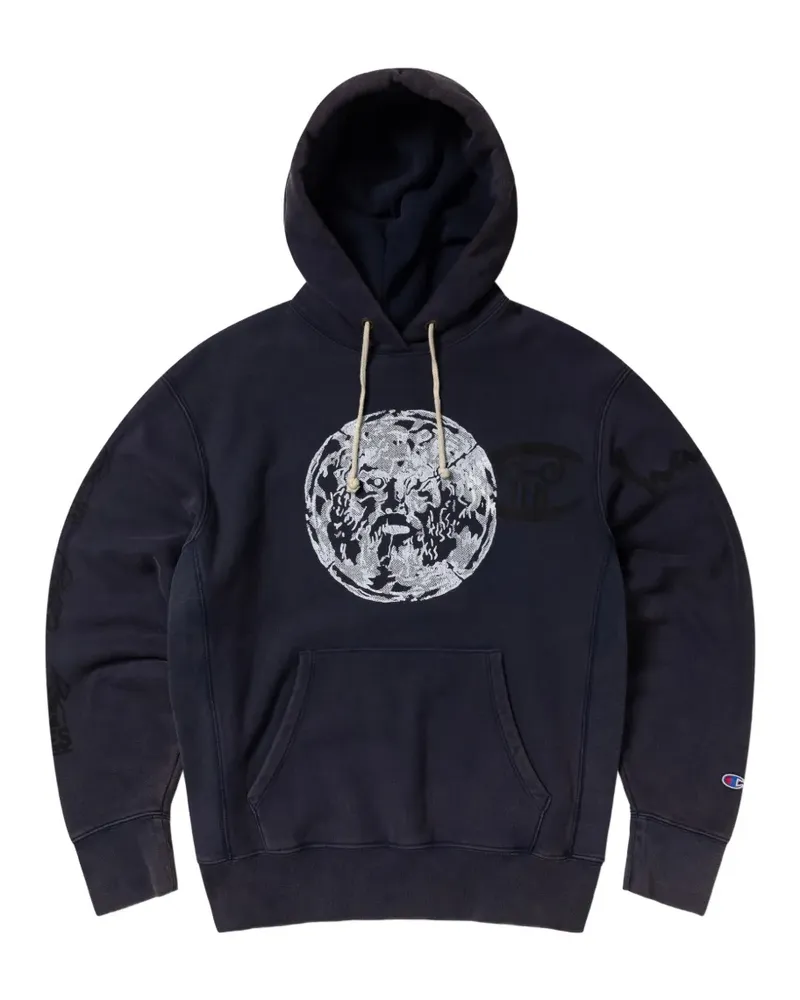 Champion graphic-print drawstring hoodie - Blau Blau
