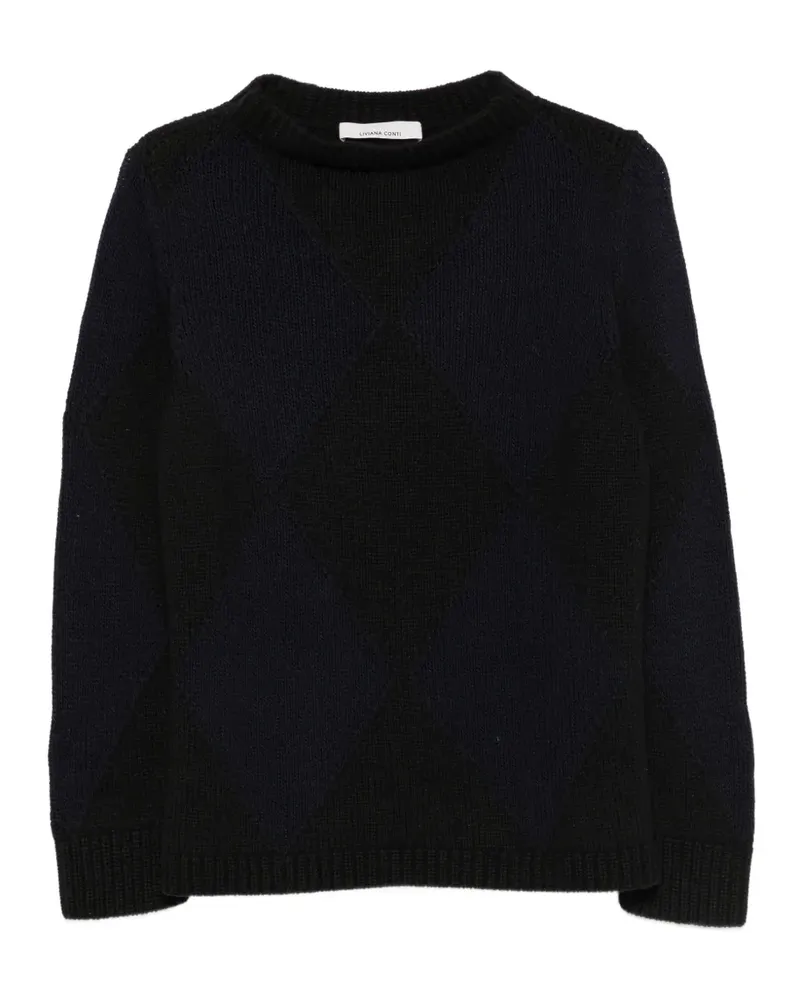 Liviana Conti Pullover mit geripptem Besatz - Schwarz Schwarz