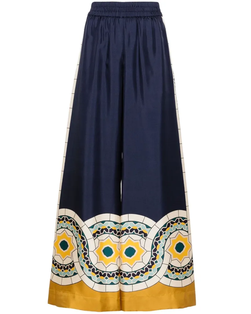 La DoubleJ Hoch sitzende Palazzohose - Blau Blau