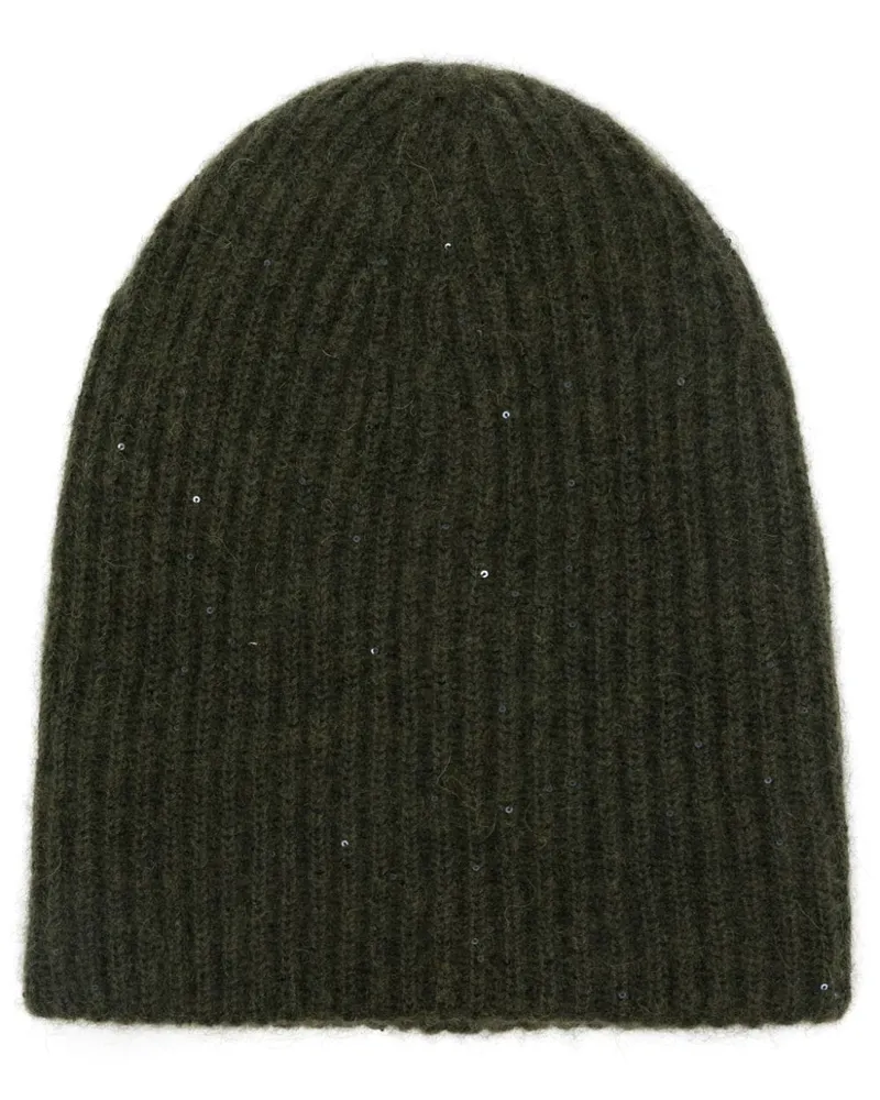 Fabiana Filippi Gerippte Beanie mit Pailletten - Grün Grün