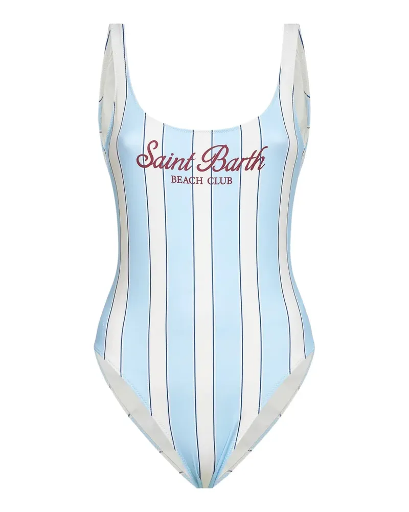 MC2 Saint Barth Lora striped logo-print swimsuit - Blau Blau