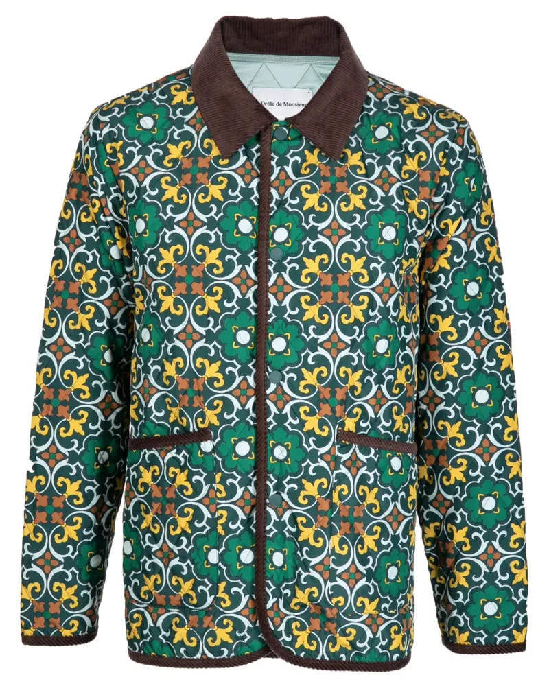 Drôle de Monsieur Gesteppte Hemdjacke mit Print - Grün Grün