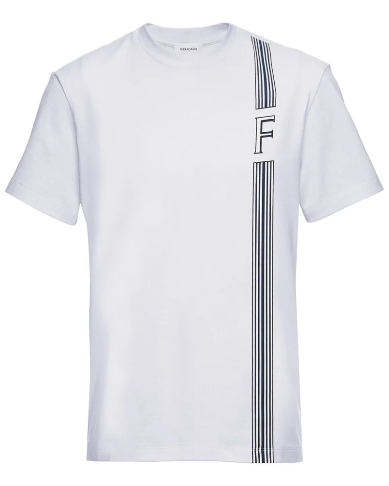 Ferragamo Gestreiftes T-Shirt - Weiß Weiß