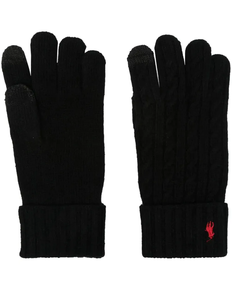 Ralph Lauren Set aus Handschuhen und Schal mit Polo Pony - Schwarz Schwarz