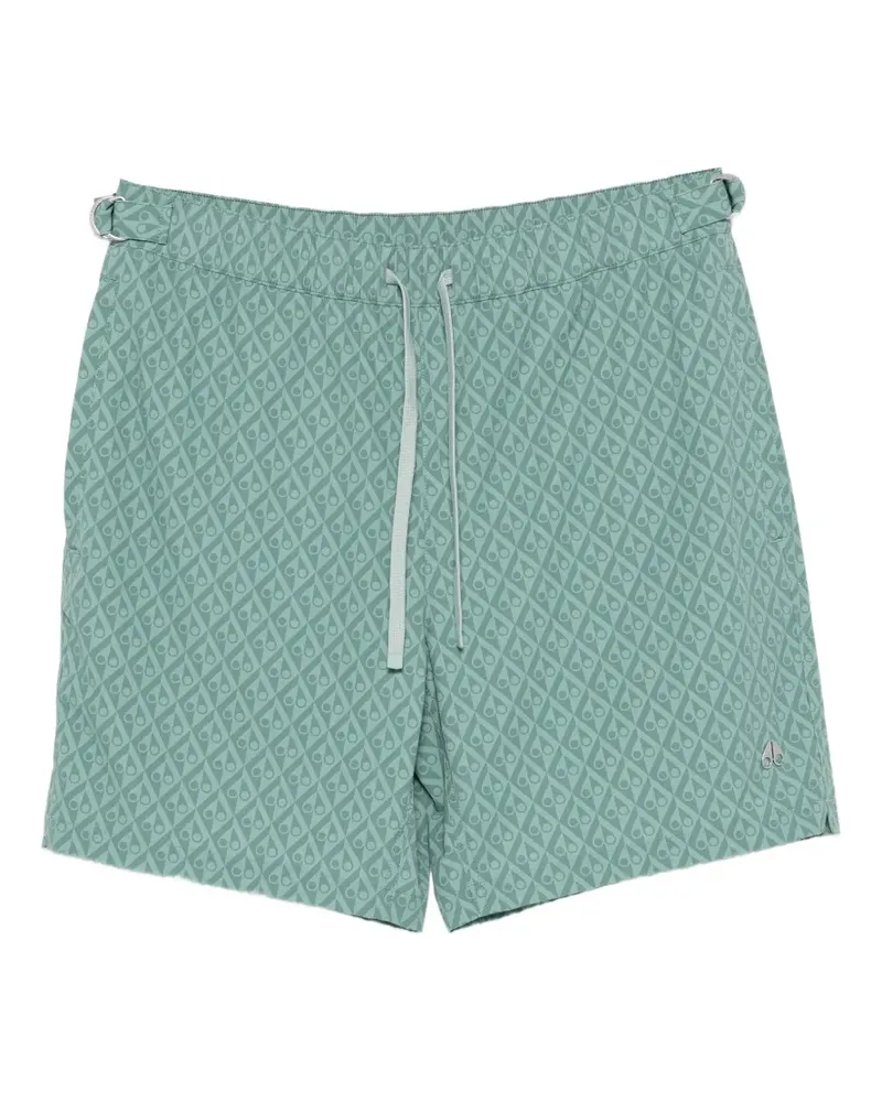 Moose Knuckles Gemusterte Badeshorts mit Kordelzug - Grün Grün