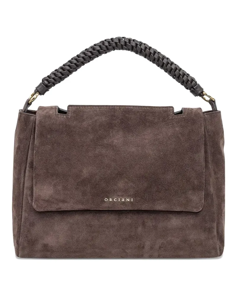 Orciani medium Sveva Peach braided-handle suede tote bag - Braun Braun