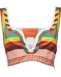 La DoubleJ Cropped-Top mit Farben-Print Weiß