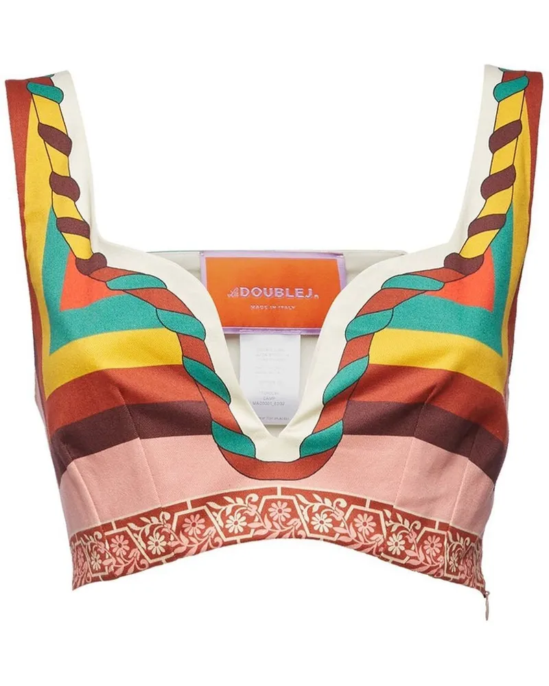 La DoubleJ Cropped-Top mit Farben-Print - Weiß Weiß