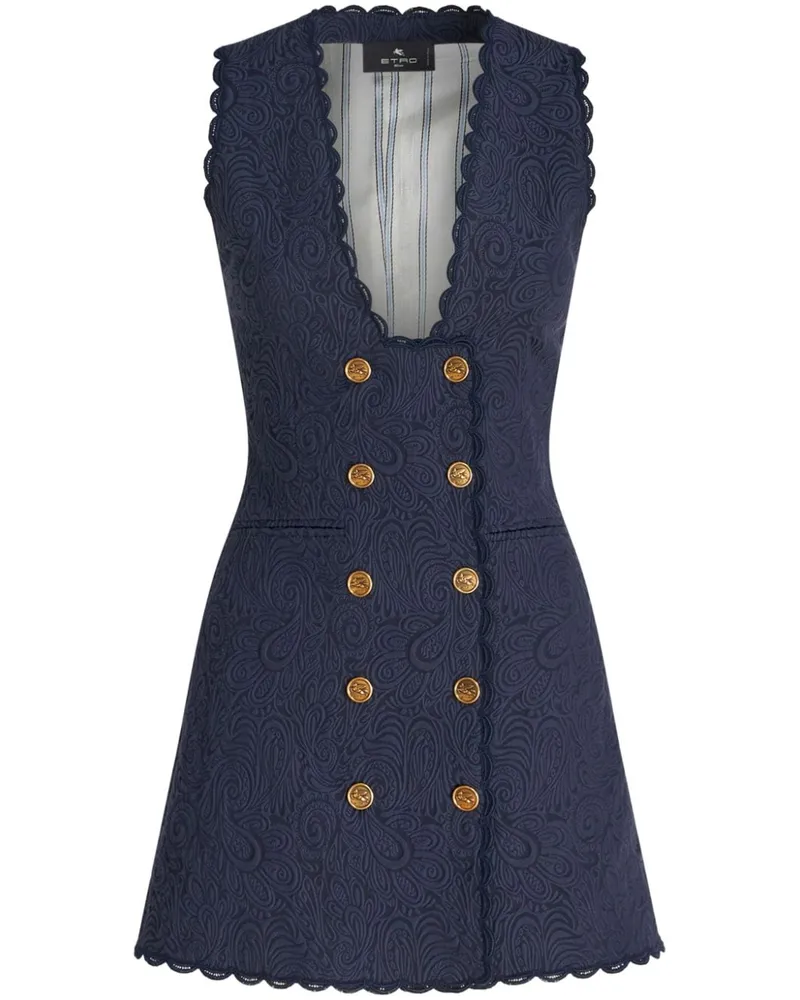 Etro Lange Weste aus Paisley-Jacquard - Blau Blau