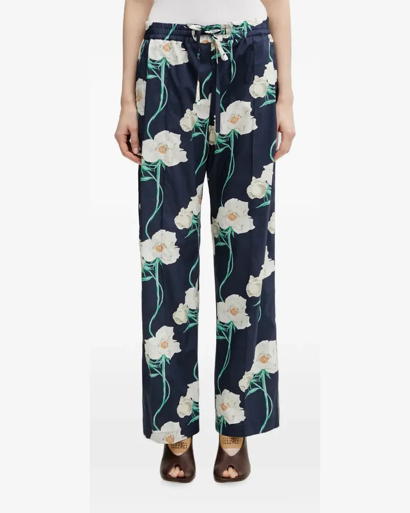 Kenzo floral-print drawstring trousers - Blau Blau