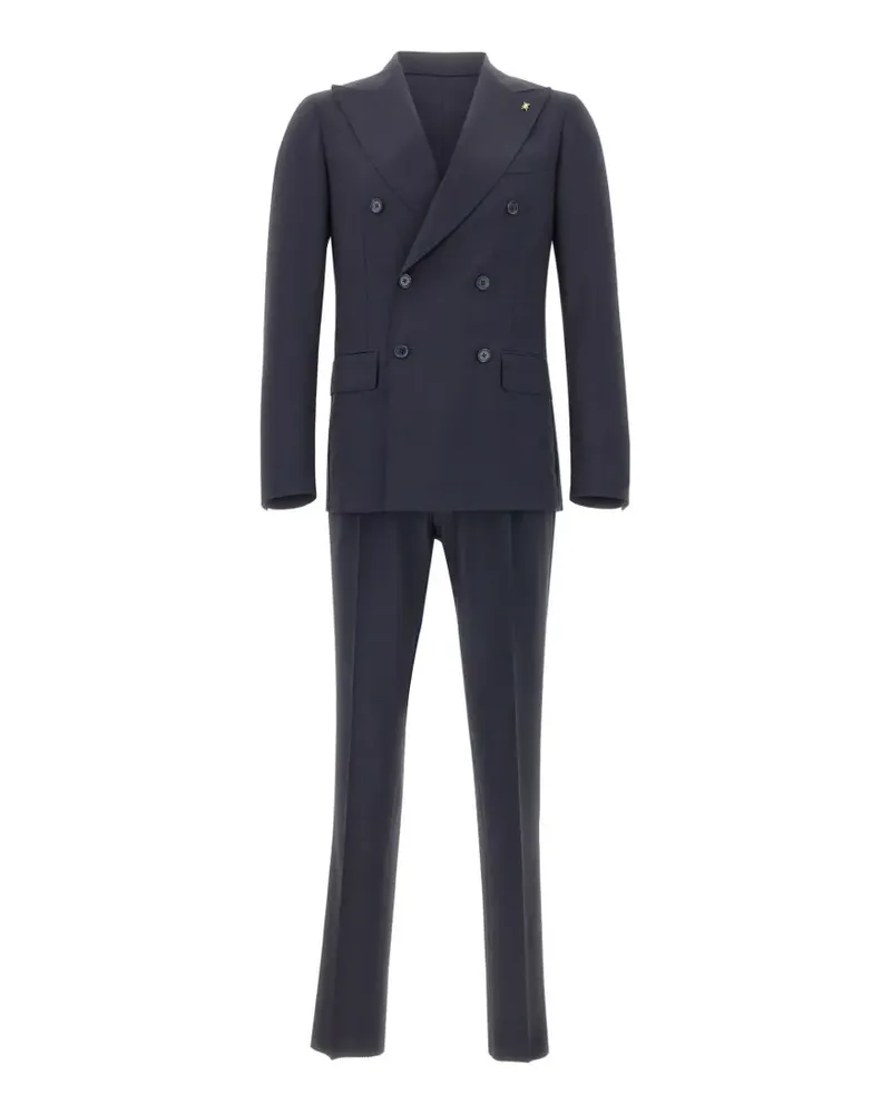 Corneliani double-breasted lapel-pin suit - Blau Blau