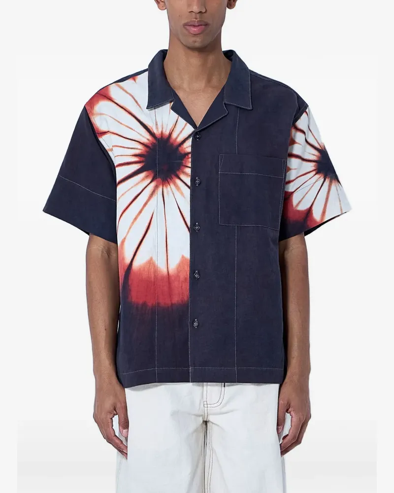 STORY mfg. tie-dye patch-pocket short-sleeve shirt - Blau Blau