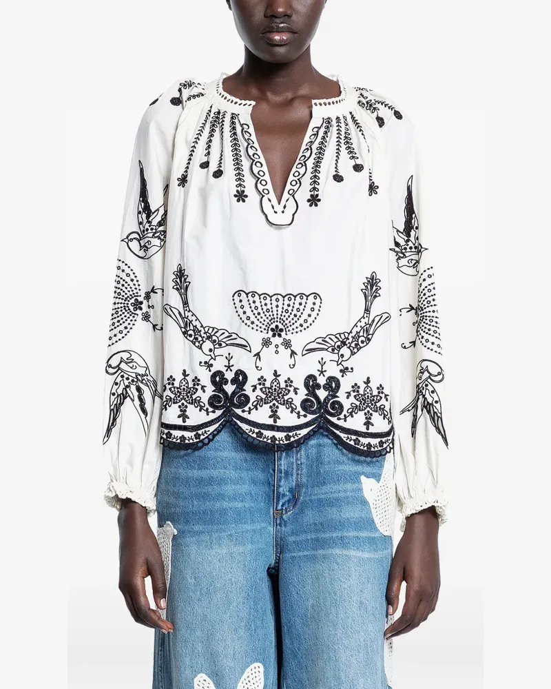 Sea V-neck blouse - Weiß Weiß