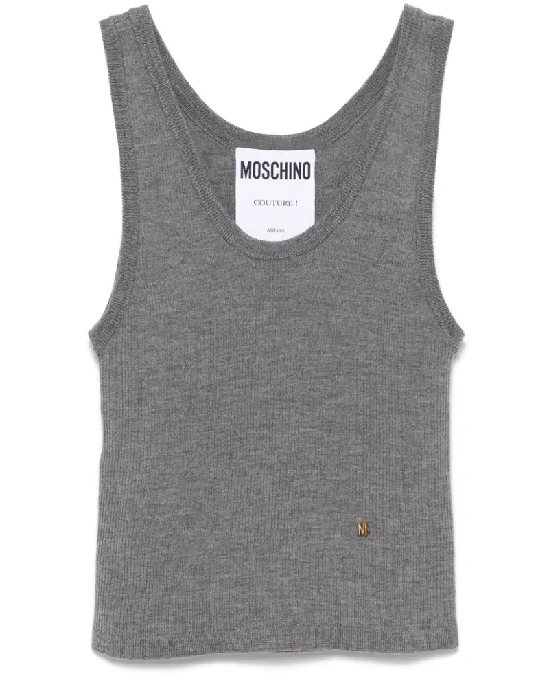 Moschino Gestricktes Oberteil mit Logo - Grau Grau