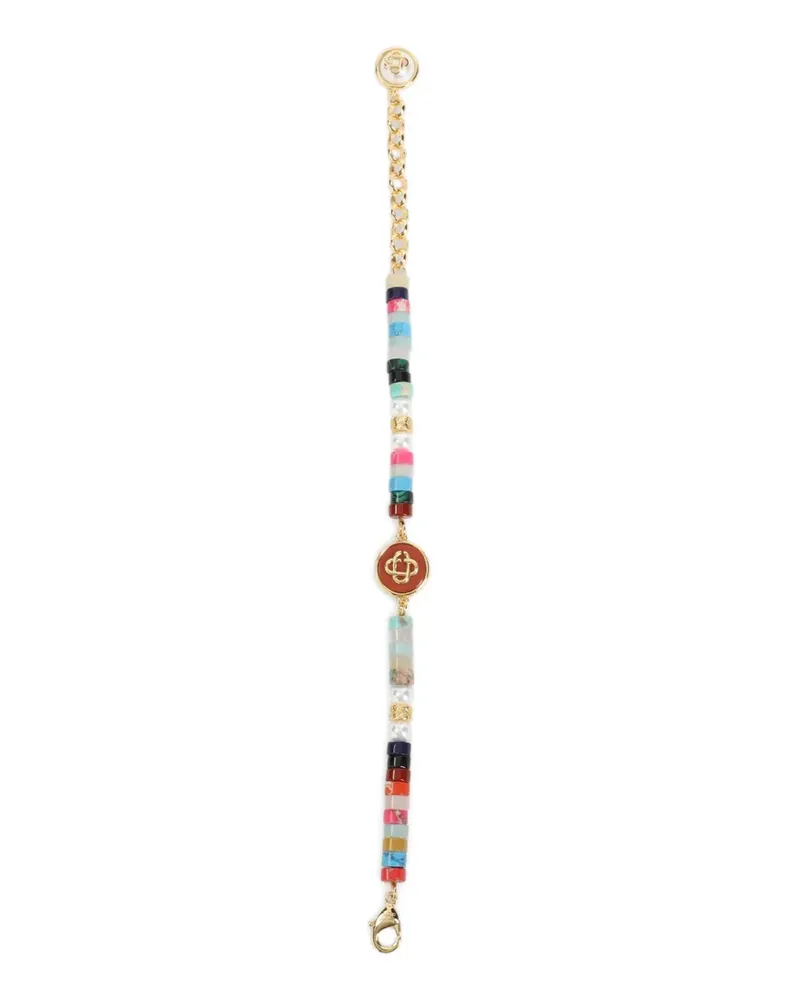 Casablanca Paris beaded logo-charm bracelet - Gold Gold