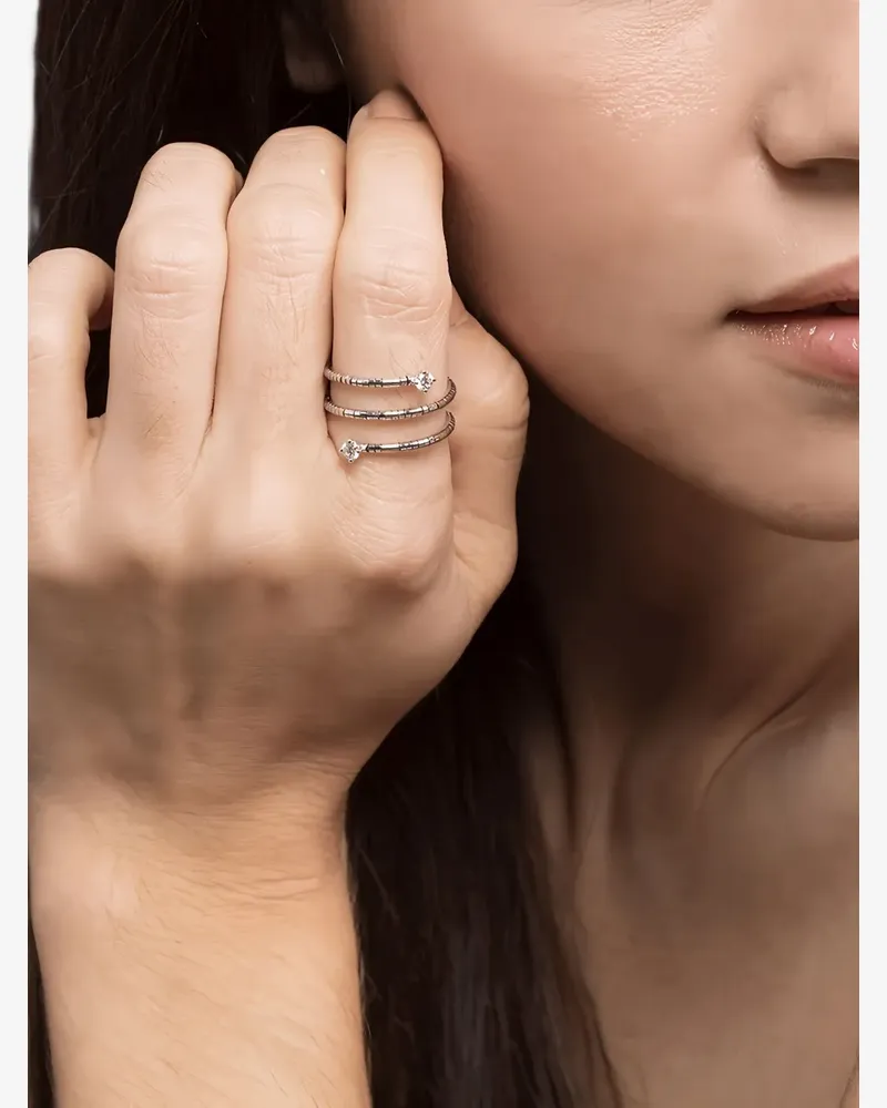 Mattia Cielo 18kt Weißgoldring mit Diamanten - Silber Silber