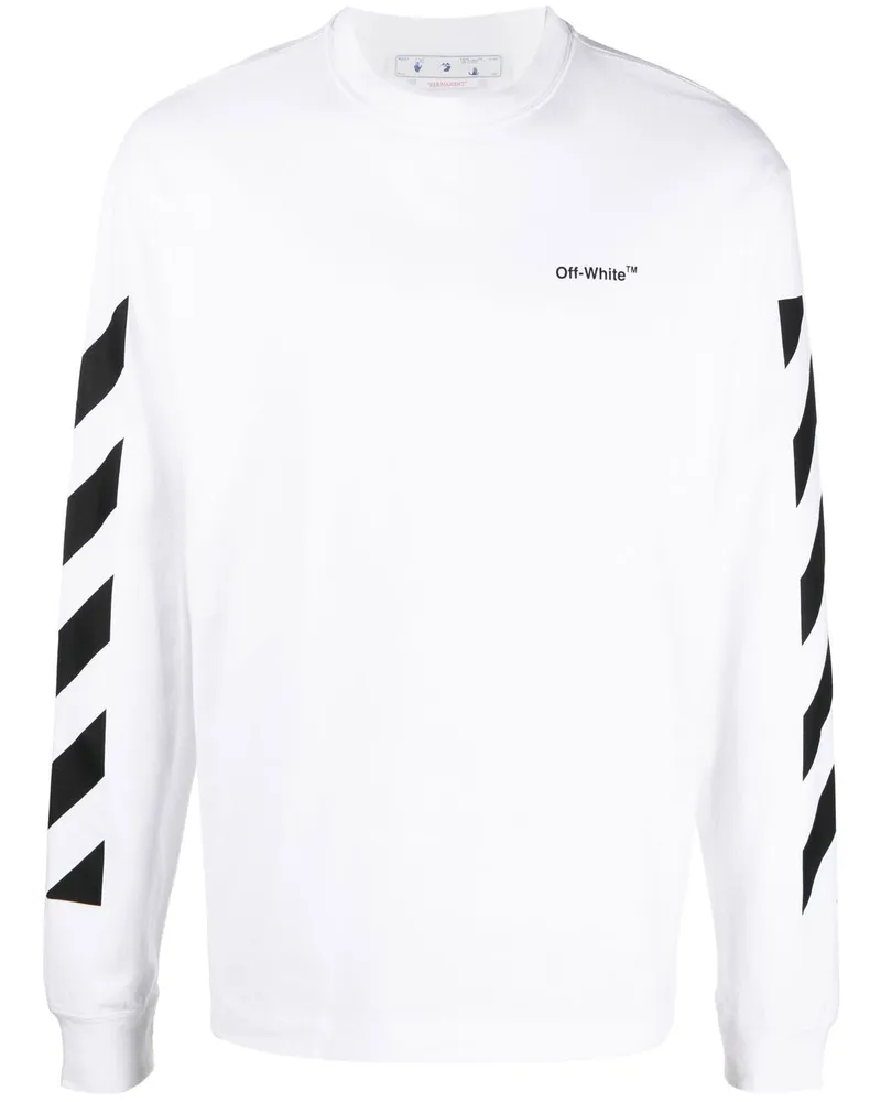 OFF-WHITE Langarmshirt mit Logo-Print - Weiß Weiß